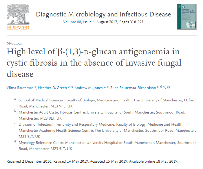 High level of β-(1,3)-d-glucan antigenaemia in cystic fibrosis in the absence of invasive fungal disease